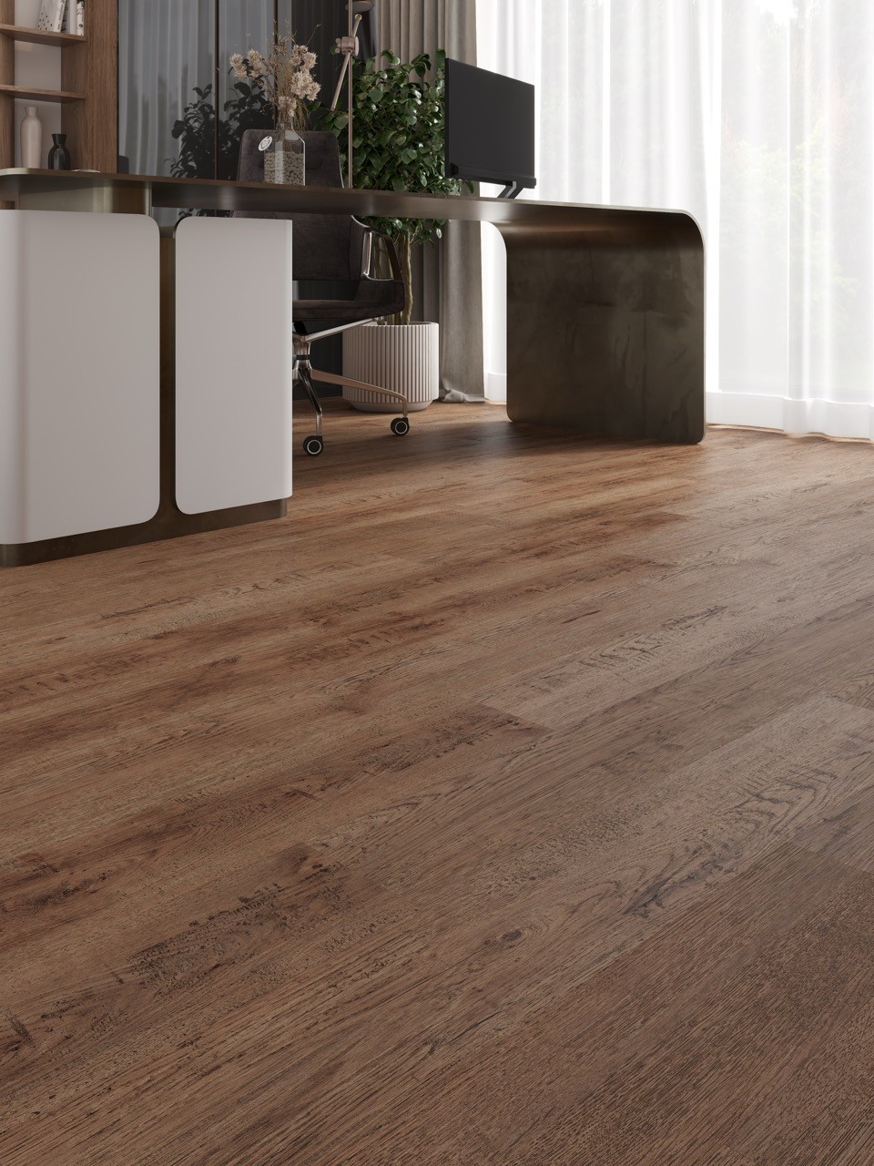 Кварцвиниловый SPC ламинат Cronafloor Nano Дуб Античный ZH-82017-2 1200×180×3,5 фото в интерьере